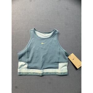 Nike Pro Dri-FIT Cropped Training Tank Top Women Sz S Blue Brand New